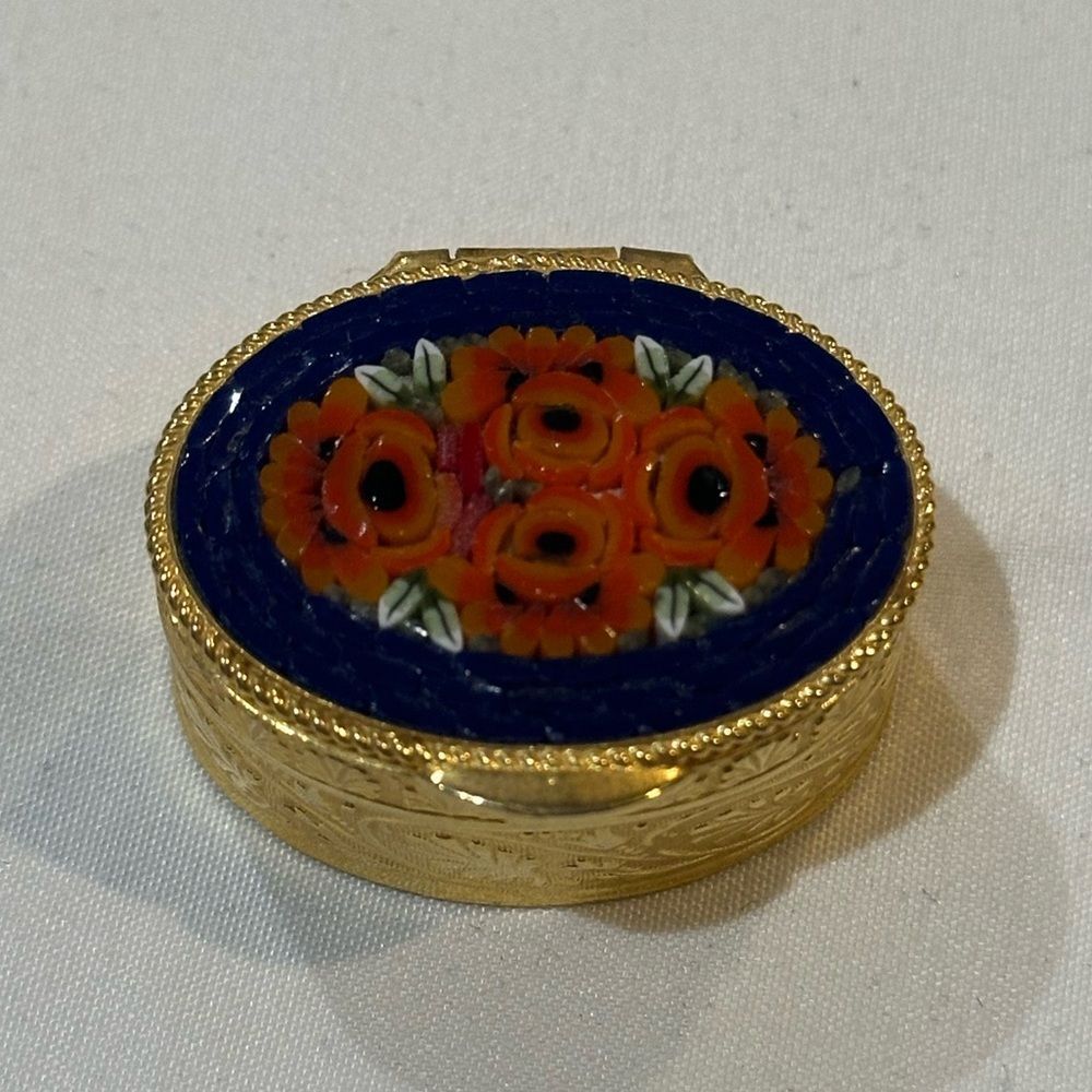 VTG~1960s mosaic floral trinket case